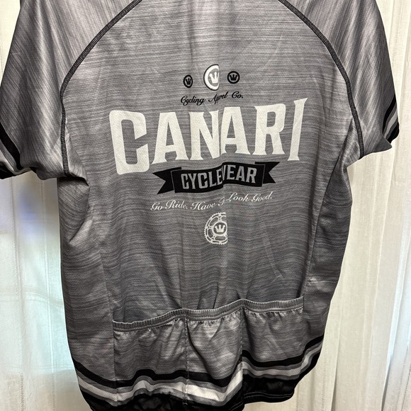CANARI Cycling Jersey Men's XL Black and White Bicycle Full Zip Top - Picture 7 of 16